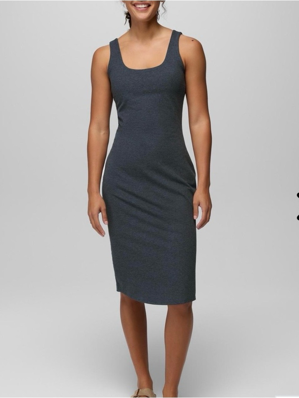 Prana Heavana Sleeveless Racerback Pullover Midi Dress Sz Large Athleisure Gray